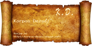 Korpos Dezső névjegykártya