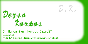 dezso korpos business card